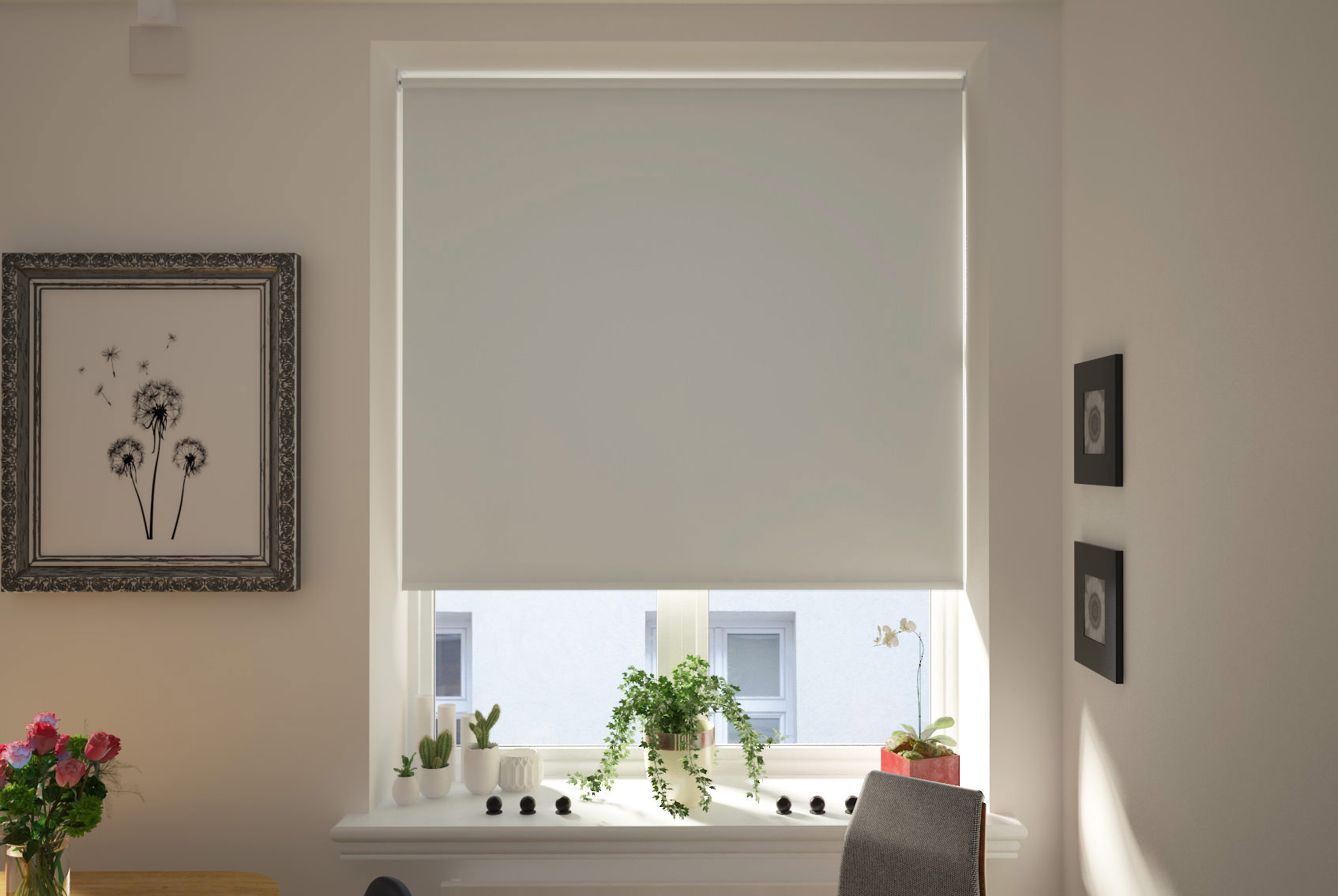 blackout roller blind white